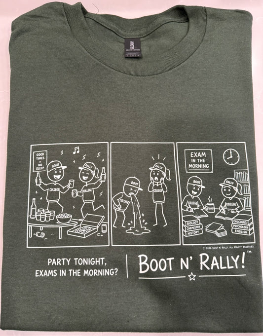 Boot N' Rally College Exams Shirt on Green
